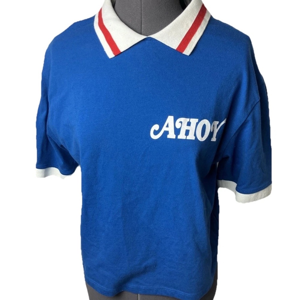 Stranger Things Official Netflix Blue 'Ahoy' Crop Top large